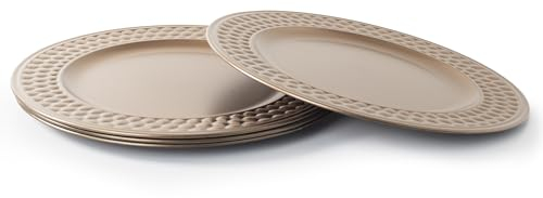 Rammento Lot de 4 assiettes de présentation en plastique bronze métallisé de 33 cm | Finition moderne en nid d'abeille | Vaisselle élégante pour mariages, rassemblements et fêtes festives | Service de