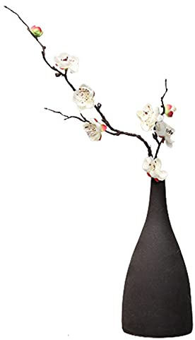HAOSHICS 4 pezzi fiori artificiali, rami di fiori artificiali di prugna, in seta, per casa, camera, hotel, vaso di nozze, decorazione (bianco)