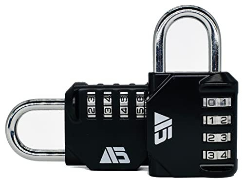 A5 - Combination Padlock [2 Packs] Heavy Duty Weather Proof 4-Digit Dial Resettable Security Lock for Outdoor, Perfect for Gym, School Locker, Door, Fence, Garage, Gate, Shed and Toolbox