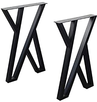 2 Stück Möbelbeine aus Metall, industrielle Esstischbeine, Couchtisch, Bankbeine, Couchtischbeine aus schwarzem Gusseisen, 71 cm hoch und 45 cm breit, rustikales Vierkantrohr-Tischbein (Größe: 71 cm