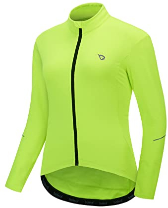 baleaf Women's Thermal Cycling Jersey Long Sleeve Winter 4 Pockets Bike Fleece Jackets Windproof Cold Weather Fluorescent Yellow M