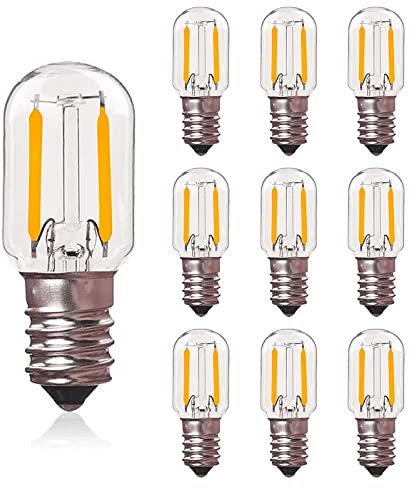 KUNOQXHA Dimmable E12 Night Light Bulbs, 15W Equivalent T20 Salt Lamp Bulb 2200K Warm White 100 Lumens E12 Base Mini LED Candelabra Bulb for Microwave Oven Refrigerator Ceiling Fan 5 Pack