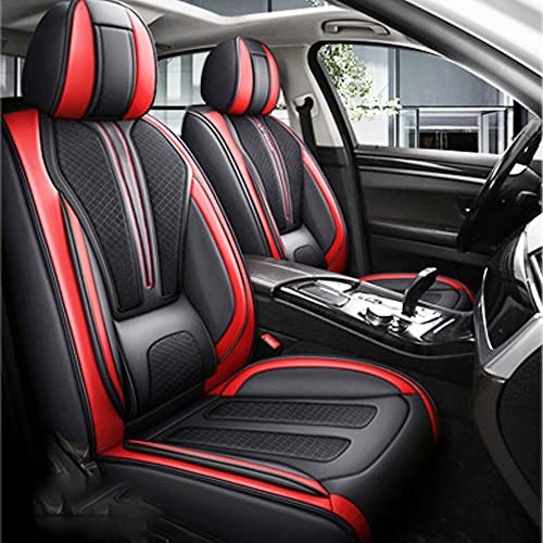 Tuqiang Universal Autositzbezüge Full Set，Vordersitze und Rückbank 5-Sitze Leder Sitzbezüge,Sitzbezug für die meisten Autos, SUVs, Pick-ups,MH97,Schwarz-rot