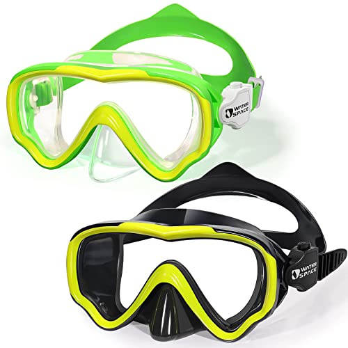 Water Space 2 Packs Kids Swim Goggles for Kids Toddler Girls Boys Youth 6-14 3-6 4-7,Kids Swim Goggles with Nose Cover 180°Clear Vision No Leak Anti Fog UV Protection Pool Underwater Swimming Goggles