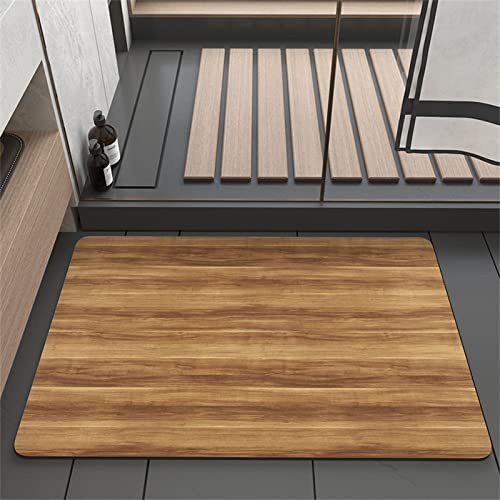 Aoojlo Badematte rutschfest, Badvorleger, Badteppich rutschfest Waschbar, Softmath Badematte Schnelltrocknend, Badematten, Bath Mats, Absorbierende Badematte Groß, Duschvorleger (Holz-70x120cm)