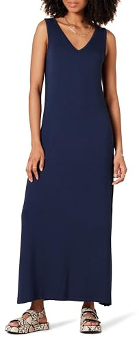 Amazon Essentials Vestido Largo de Punto con Cuello en V y Abertura Lateral Mujer, Azul Marino, XS