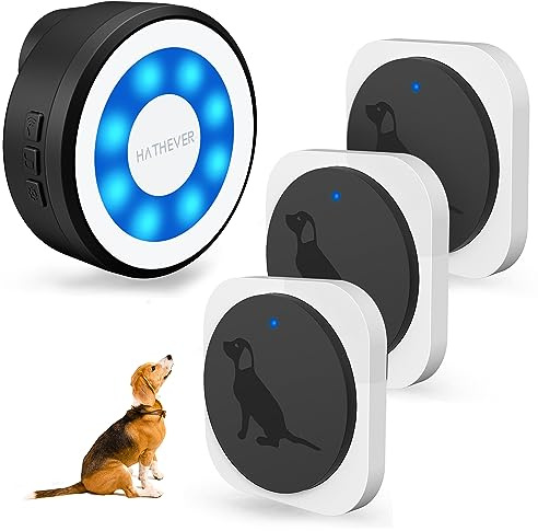 Hathever Hundeglocke für das Töpfchentraining, kabellose Hunde-Türklingel mit 300 m Reichweite mit IP65 wasserdichter Touch-Taste, Sound in CD-Qualität und 4 Benachrichtigungsmodi
