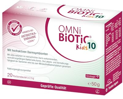 OMNi BiOTiC 10 Kids | 20 Portionen (50 g) | 10 Bakterienstämme | 10 Mrd. Keime pro Tagesdosis | Pulver | Mit Inulin | Vegan | Glutenfrei | Lactosefrei | Zur täglichen Anwendung