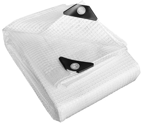 STARPYNG-10 Mil Clear/White 20X30 Feet Tarp-Heavy Duty Clear Mesh Tarp-Waterproof Tarp, UV Resistance,Greenhouse, Canopy, Tent, Yard and Outdoor Activities