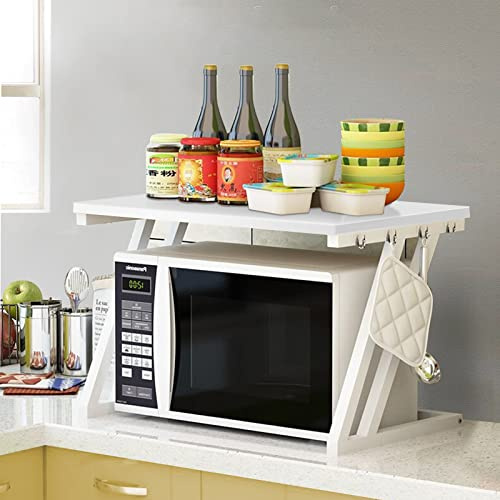 HUOLE Soporte para Microondas Horno Estantería de Almacenamiento para Microondas Multifuncional Armario de Cocina Encimera de Cocina-para Almacenamiento 57 * 38 * 38cm Z-Blanco