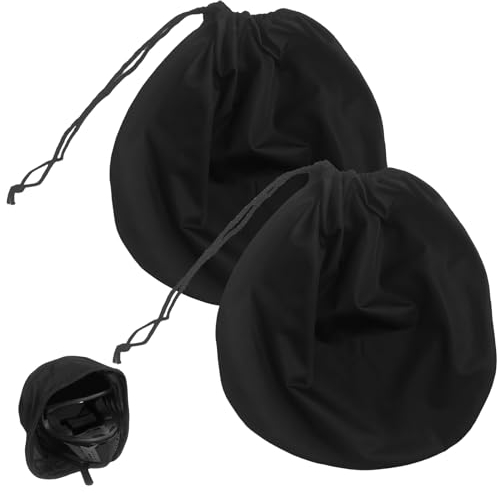 Vaileal 2 Stück Helmtasche, Motorradhelmtasche mit Kordelzug, 47x43cm Wasserdicht Helmtasche Motorradhelm, für Motorradhelm, Fahrradhelme, Skihelme, Basketball, Fitness, Outdoor (Schwarz)