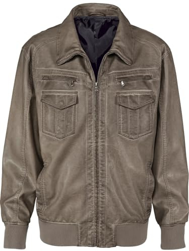 BABISTA Herren Jacke Vorento in Leder-Optik, schöne Flieger-Jacke mit aufgesetzten Taschen und elastischen Bündchen, Übergangsjacke für Frühling und Sommer aus Viscose (beschichtet) Grau, L - 52