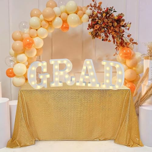 2025 2026 Graduation Party Decorations Graduate LED Lights, 4 LED Marquee Light Up Letters“ GRAD”，Class of 2026 Graduation Ornaments Sign for Kindergarten Preschool High School College Wall Table