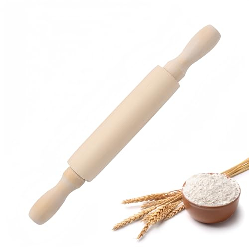 Rundago 2 Pieces Children's Mini Rolling Pin - Lotus Wood for Small Dough, Cakes and Biscuits (20x2.5x2.5cm, Lacquer-Free Surface)