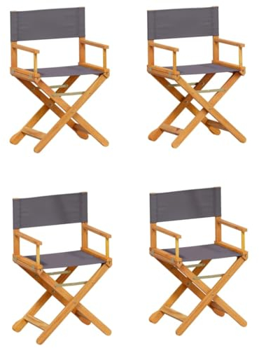 vidaXL Set di 4 sedie pieghevoli in tessuto grigio scuro
