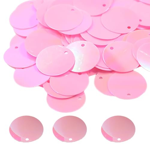 240 Stück Pailletten Zum Basteln und Schneidern - Große Flache Runde Pailletten Mit Loch für Schmuckherstellung, DIY Nähen, Handwerk, Hochzeitsdekoration - 15mm, Rosa