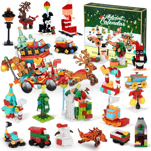 Adventskalender 2024 Kinder, 24 Schachteln Weihnachts Countdown Adventskalender, Weihnachts Bausatz Kinder, 24 Countdown Spielset, Geschenk für 3-12 Jahre Jungen Mädchen