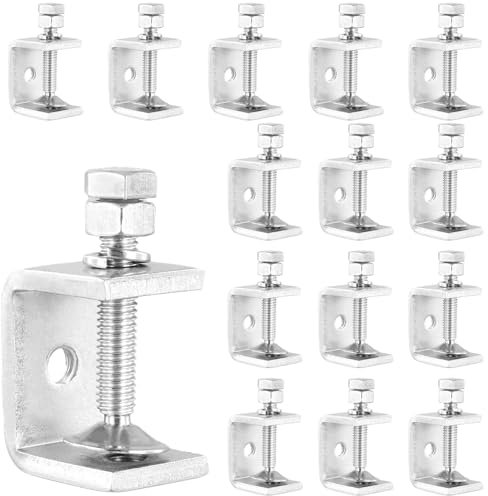 TAICHEUT 15Pcs 30mm Stainless Steel Small C Clamps, 304 Opening Mini Metal C Clamp, Silver Tiger Clamps for Woodworking, Welding
