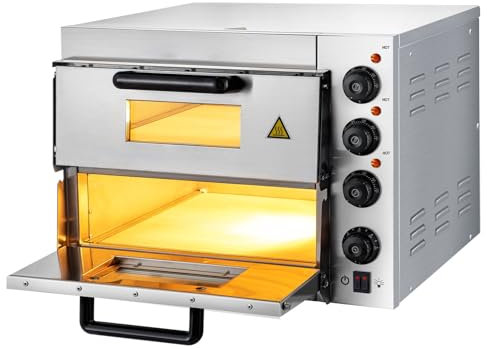 SONLED Double Layer Electric Pizza Oven, Stainless Steel Commercial Pizza Oven Countertop, Multipurpose Indoor Pizza Maker, with Timer & Temperature Control, for Restaurant Home Pretzels Baked