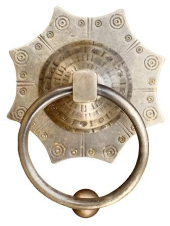 Türklopfer, Türklopfer aus antikem Messing, dekorativer Türgriff, temperaturbeständig, for die Haustür im Innenhof(Brass)
