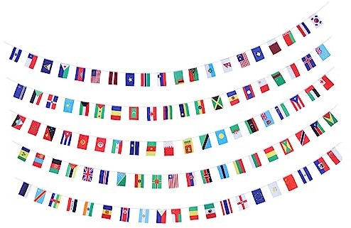 Garneck Hängendes Flaggenset - Flaggenbanner Mit 100 Ländern Robustes Polyestermaterial Zur Dekoration