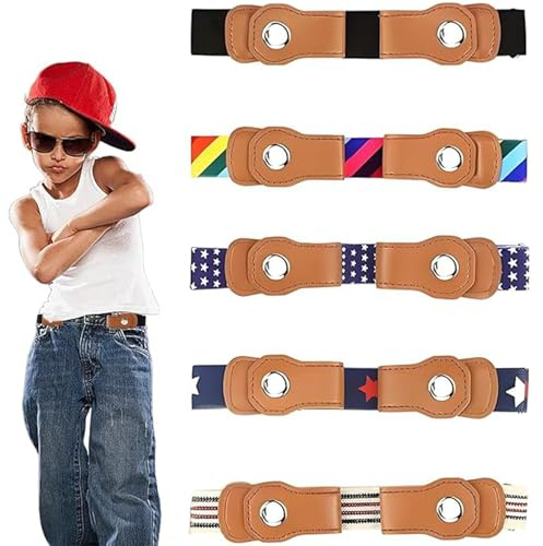 Vimmvid 5 pièces ceinture enfant garçon, extensible pour réglable pour enfants garçons, ceinture garçon réglable pour enfants sans broche pour garçons filles