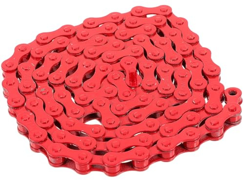 Totority Single-Speed Bicycle Chain Red Bicycle Chain for Single Speed Bikes 94 Link Steel Accessory for Smooth Riding Stylish Colorful Accessory