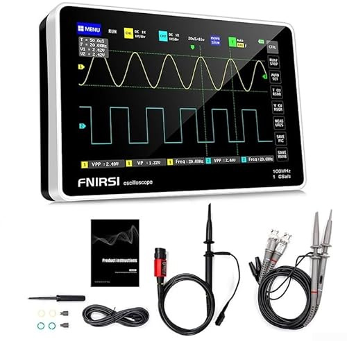 Besshepplo 1013D Dual Channel Digital Touch Panel Oscilloscope Handheld Tablet Oscilloscope For Supports Waveform Browsing Viewing Detailed Viewing (1013D with P4100)