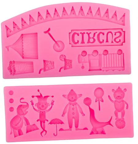 GLEAVI Moule à Gâteaux en Silicone Animaux Spectacle 2 Pièces Motifs Éléphant et Ours Cuisson Démoulage Facile Pâtisserie Garçon et Filles Fêtes Décorations Créatives