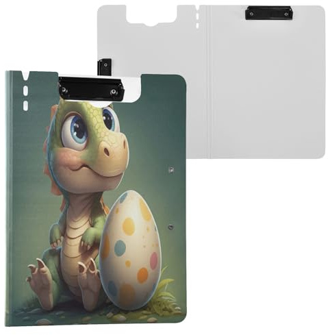 JUMBEAR Portapapeles de dinosaurios de dibujos animados A4 con clips dobles, tablero plegable con tapa, organizador personal ligero adecuado para hospitales, oficinas, escuelas, negocios, suministros