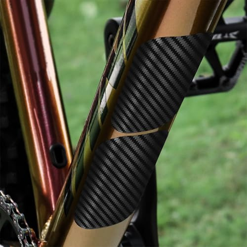 Rehoetom Adhesivo antiarañazos para protección del marco, película de PVC con patrón de carbono, compatible con protector de cadena, tubo inferior, horquilla, marco (negro)