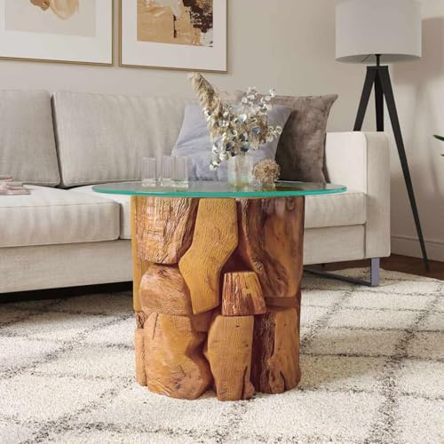 Solivagant Table Basse Bois Flottant de Teck Massif 60 cm,(29.25 KG)-3474