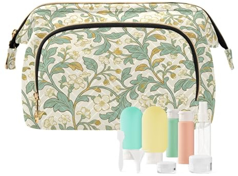 KLL Trousse de toilette William Morris avec fermeture éclair et motif fleurs de poirier blanc pour femme
