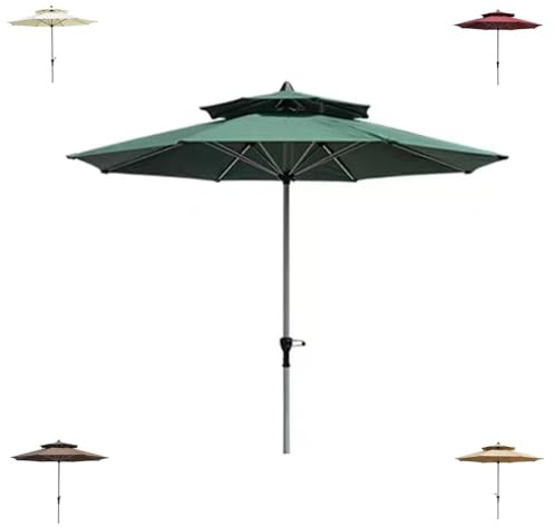 Generic 2-vånings Utomhus Parasoll 9ft Balkongparasoll Vattentätt | Marknadsbordsolsäk Med Vev Solskydd Stor Marknadsparaply 8 Ribbor Aluminiumram