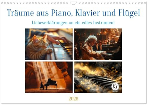 Träume aus Piano, Klavier und Flügel (Wandkalender 2026 DIN A3 quer), CALVENDO Monatskalender: Eine Hommage an die Vielseitigkeit und Zeitlosigkeit dieses Instruments (CALVENDO Kunst)