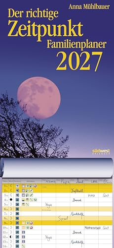 Der richtige Zeitpunkt Familienplaner 2027 - Monats-Wandkalender zum Aufhängen, mit Spiralbindung, 22,4 x 48,5 cm