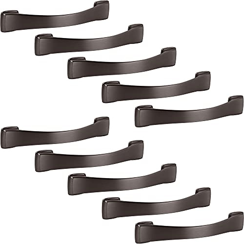GedoTec Möbelgriffe Bogengriff | LOTUS | 10 Stück Küchengriffe Vintage | Schrankgriffe für Küche, Schränke, Kommoden | Türgriff Bohrabstand 128 mm, Möbelgriffe, dunkel gebürstet - Möbelgriffe Vintage