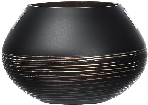Villeroy & Boch Manufacture Swirl Teelichthalter, 7 cm, Kristallglas, Schwarz/Bronze