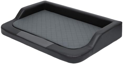 millybo orthopädisches MEDICO Lux Hundematratze ÖKOLEINEN, Hundebett für Kleine, Mittlere, Große Hunde - Robustes, wasserdichtes Hundekissen, ergonomisches Tierbett - 120x80x19 cm Schwarz/grau
