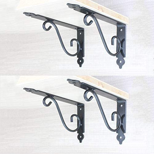 Staffe Per Mensola Sospeso A Parete,Staffe E Reggimensola Per Decorazioni Per La Casa Nero,Staffa Ad Angolo Retto,Supporto in Metallo in Ferro Battuto Per Mensole Con Viti,100 Kg,Nero,200*126mm
