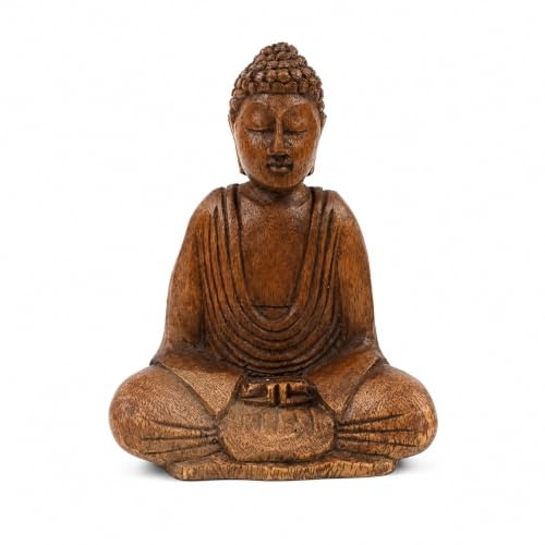 Buddha seduto intagliato a mano | statua budda in legno intagliato a mano 15 cm