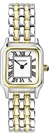 Sekonda Monica Women's Quartz Watch with Roman Numerals Analogue Display and Alloy Strap 20 mm White, Two-Tone, Bracelet