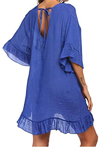 Vestidos Playa Mujer Verano Camisolas Suelto Vestidos Tejidos Crochet Abertura Lateral Vestido Playero Kaftan Tunica Playa Traje de Baño Cover Up Pareos Playa Caftan Mujer Vestido Corto de Playa