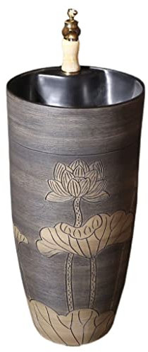 Lavelli a Colonna per Bagno Lavandino a colonna Lavabo autoportante in ceramica Bagno Lavabo a colonna Lotus Lavandino combinato a colonna monopezzo con rubinetto Lavabo da Bagno con Base in Ceramica