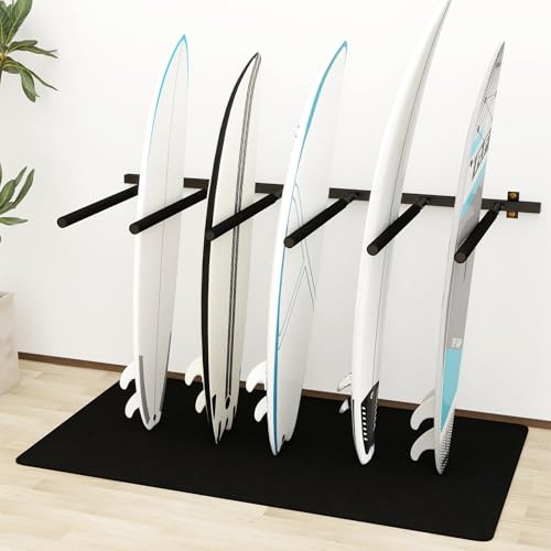 Neorexon Surfboard Rack Vertikal 6 Arme Surfboard Rack für Wand mit Gummimatte Vertikale Paddle Board Aufbewahrung Hält 6 Boards Storage Mount System zu Hause und Garage