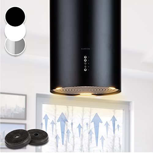 Klarstein Cappa Aspirante, Cappa Cucina con Timer e Flusso d'Aria di 600m³/h, Cappa Sospesa per Isola Cucina con 3 Modalità e Filtri Antigrasso, Cappa Isola Sottopensile con Filtri a Carboni Attivi