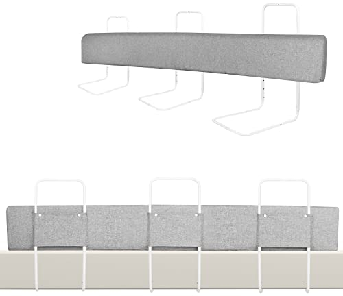 XMTECH Kinder Bettgitter Bettschutzgitter Bettumrandung Bettkantenschutz 40-60 cm Höhenverstellbar Kinderbettgitter Rausfallschutz für Kleinkinder und Babybett, Leinengrau 200cm