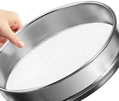Ksvaye Gartensieb Erde Rund 30cm Groß Sieb Garten Edelstahl Erdsieb Steinsieb Kompostsieb Durchwurfsieb Handkurbelsieb für Steine Kompost Unkraut Sand Schotter Saatgut