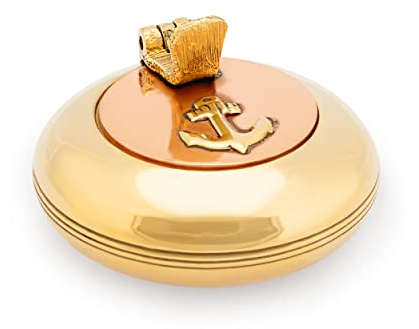 NKlaus 5cm Klappascher aus Messing massiv gold Kupferdeckel Anker Aschenbecher maritim für Boot und Terrasse 11501