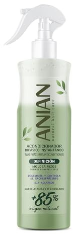 ANIAN - Acondicionador sin Aclarado, 400 ml, Acondicionador Bifásico Definición Rizos, Pelo Rizado y Ondulado, Nutre e Hidrata Cabello, Elimina Encrespamiento, con Proteína de Seda y Queratina